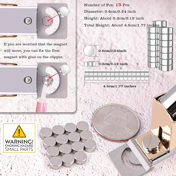 Silver Premium Nail Clippers with Magnet Sizers for Acrylic Nails, Professional Stainless Steel Fake False Nail Tip Clipper Cutter Trimmer, Manicure Tool for Salon Home Nail Art