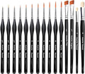 Miniature Brush Dry Brushes, Aoartix 15 Pcs Model Brush Set for Acrylic Oil Watercolor Face, Detail Dry PaintBrushes for Models Miniatures Digital Small Crafts Painting Supplies- Triangular Handles