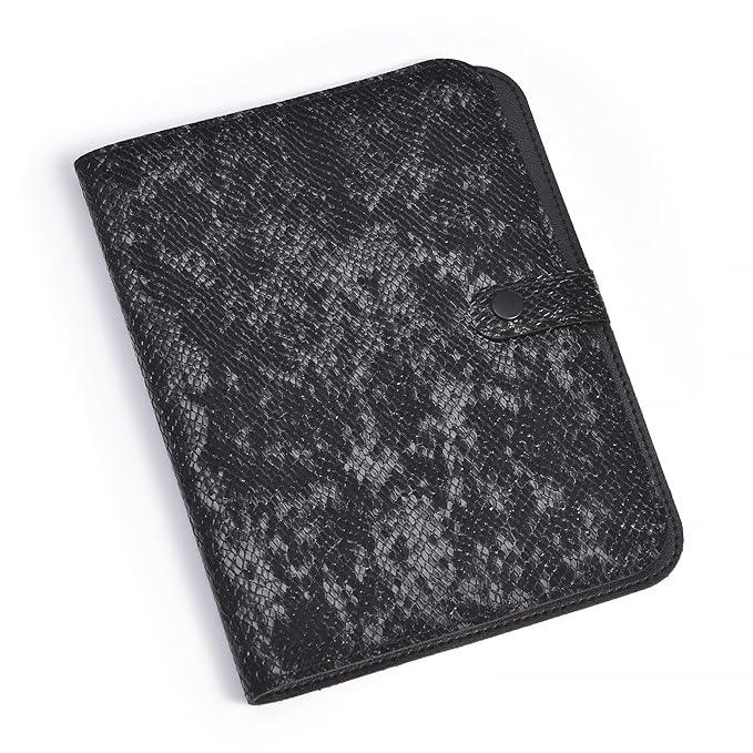 Nail Drill Bits Holder Portable PU Leather Nail Drill Bit Storage Bag 84 Holes Nail Bits Displayer Organizer Large Space Snake Print Nail Drill Bit Organizer (Drill Bits Not Included) (Black)