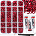 12000Pcs Resin Rhinestones for Bedazzling with 3Pcs B7000 Jewelry Glue, 2 Boxes Dark Red Flatback Rhinestones for Crafting Crafts DIY, Crystals Gems for Clothing Shoes Tumblers Nail Art Makeup