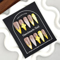 100% 5D Handmade Press on Nails with Charms Long Stiletto Nails Press ons- Waterdrop False Nails Ombre Orange Yellow Press on Nails Summer Fake Nails for Women Girls Daily Wear DIY Manicure Size M