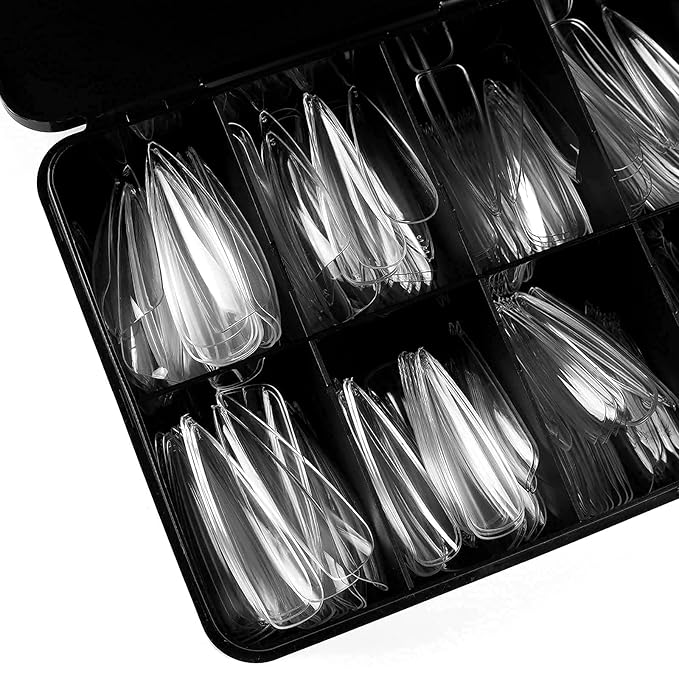 Stiletto Nail Tips, 360PCS Full Cover Clear ABS False Nails for Acrylic Nails, DIY Nail Art & Manicure Salon, 12 Sizes