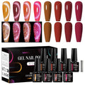 MEET ACROSS 8pcs Gel Nail Polish Set, Soak off UV LED Lamp Gel Nail Polish Cat Eye Set Home Gel Manicure Kit 7ml (Cat Eye + color Gel-2)