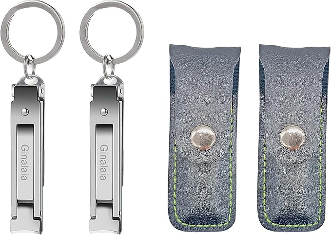Stainless Steel Portable Nail Cutter，German Keychain Nail Clipper with File for Man and Women, Ultra Thin Flat Nail Clipper Perfect Use for Traveling、 Home 、 Office (Small, 2)