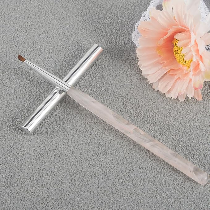WOKOTO 1 Pcs Triangular Pyramid Nail Brush For Acrylic Nails, Pink White Gradient Acrylic Brushes For Nails Art Triangle Brushes Painting Nails Polish Brushes Detail Liner Nail Painting Brushes Tools