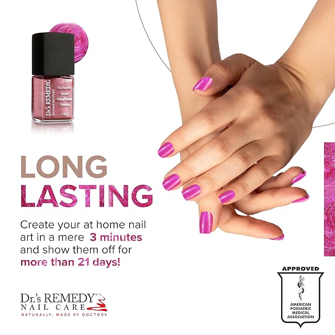 Dr’s Remedy Enriched Nail Polish: Non Toxic, All Natural, and Organic - Doctor Formulated: Strengthens, Restores, Heals, and Protects '24-Free' - REFLECTIVE Rose