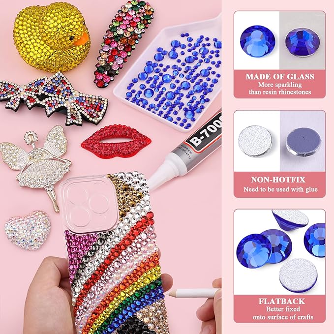3000PCS SS8/2.5mm Crystal Rhinestones (Blue/Sapphire), Bedazzling Flatback Glass Rhinestones for Crafting, Gems Diomand Charm for Tumbler Shoes Clothing Mugs Nail Art