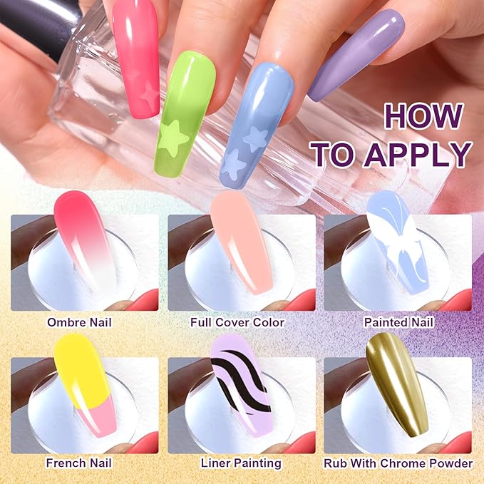 Gradient Painting Gel Set, 2*Plates Ombre Gel Nail Polish Ombre Nails Aura Nails,Long-lasting Silky Texture Highly Saturated French Manicure Soak of UV/Led Home Salon DIY Nail Art J&O