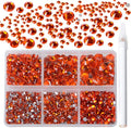 Bymitel 5000 Pieces 6 Mixed Sizes Glue Fix on Glass Rhinestones Round Crystal Gems Flatback for DIY Jewelry Making with one Picking Pen(6-Sizes 5000PCS, Hyacinth)