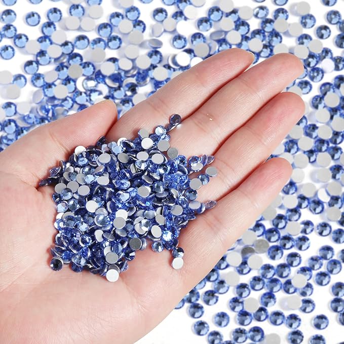 Beadsland Flatback Rhinestones Bulk,14400pcs Light Blue Rhinestones for Nails Crafts Clothes DIY Decoration, Light Sapphire, SS20, 4.6-4.8mm