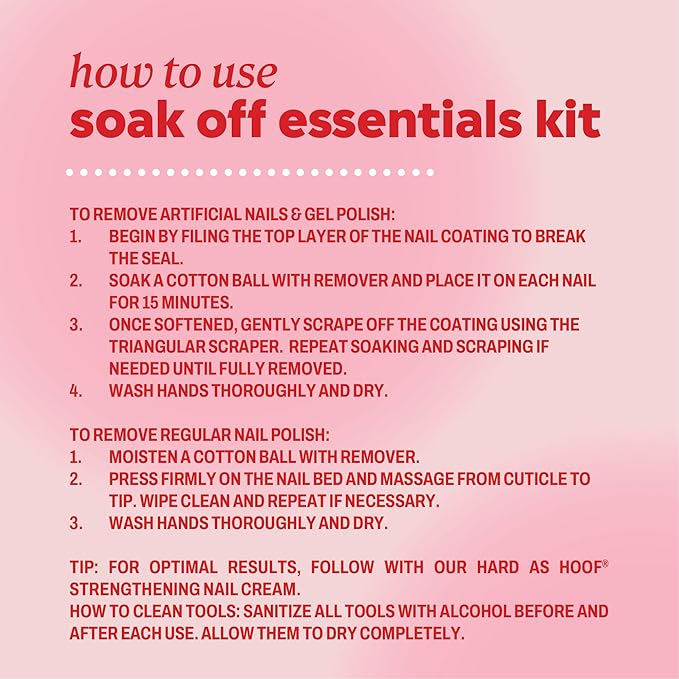 ONYX Professional 4PC Soak Off Essentials - Gel & Nail Removal Kit, Includes Gel Nail Polish Remover, Cuticle Pusher Tool, & Gel Polish Scraper