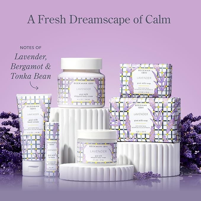 Beekman 1802 Goat Milk Hand Cream – Lavender – Scented – 2 oz – Moisturizing Hand Lotion for Dry Skin – Non-Greasy – Sensitive Skin Safe – Cruelty Free