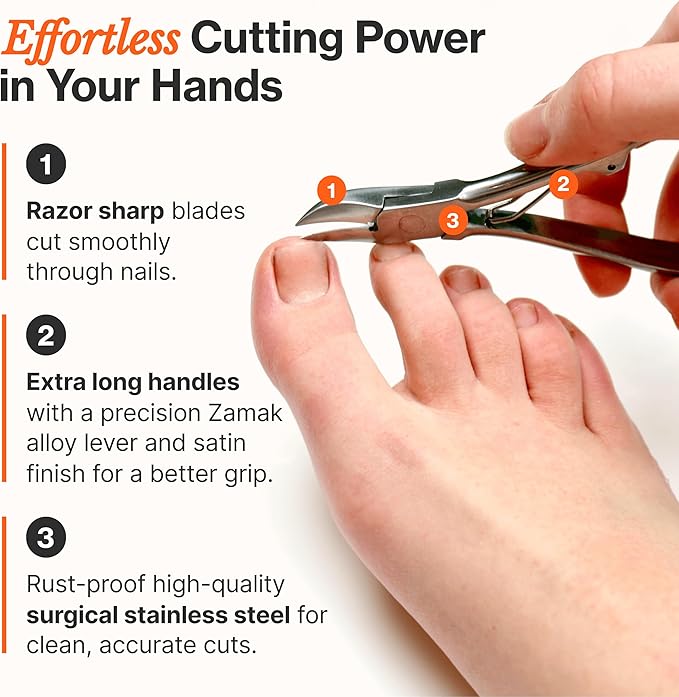 Toenail Clippers for Thick Nails, Medical Grade Stainless Steel Nail Nippers Trusted by Podiatrists for Seniors, Men, and Women – Ideal for Thick Toenails & Foot Care