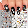 TailaiMei 1500 Pcs Halloween Nail Decals Stickers, 12 Sheets Self-Adhesive DIY Nail Art Tips Stencil for Halloween Party, Include Pumpkin/Bat/Ghost/Witch etc
