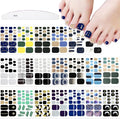 JERCLITY 440 Pieces 20 Sheets Toe Nail Stickers Full Nail Wraps Self-Adhesive Glitter Toenail Polish Strips Full Nail Stickers Nail Art Decals Strips with Nail File for Women Girls Kids（Cool Colors）