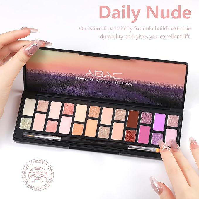 ABAC Solid Gel Nail Polish,Ombre Gel Nail Polish,Pat Paint Nail Gel,Spring&Summer Hema-free 24 Colors Soak Off Gel Polish Kit with Double-Ended Nail Art Brush for Salon and Nail Art DIY at Home