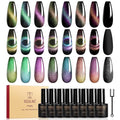 ROSALIND Cat Eye Gel Nail Polish with Magnet, 8 Colors Chameleon Magnetic Gel Polish Soak Off UV Double Magic Cateye Colors Nail Polish Set for Home Salon Manicure