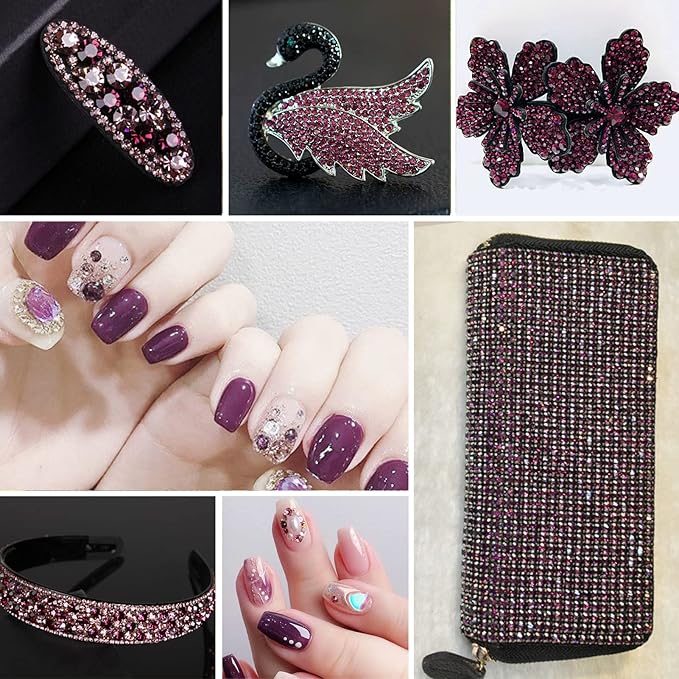 Beadsland 576pcs Flat Back Crystal Rhinestones Round Gems for Nail Art and Craft Glue Fix, Amethyst, SS30,6.3-6.5mm