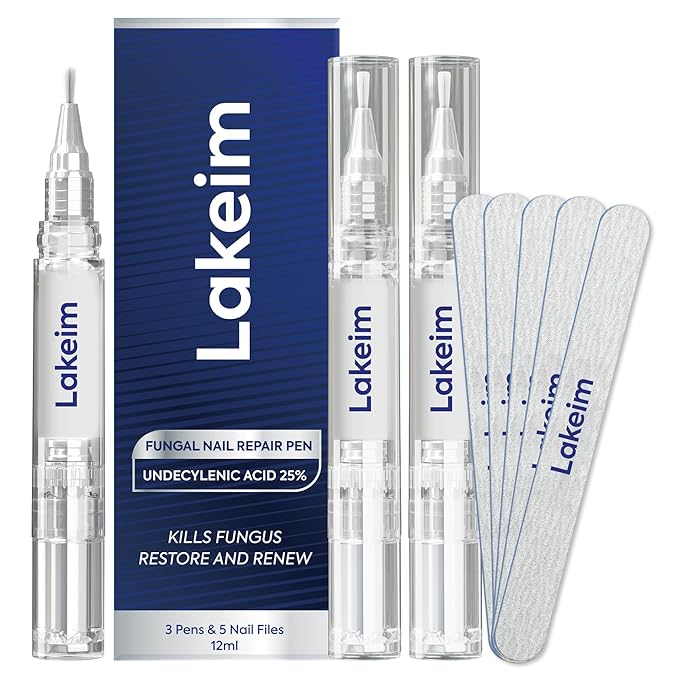 Toenail Fungus Treatment Extra Strength: 25% Undecylenic Acid & Tea Tree Oil - Repairs Yellow Thick Brittle Toe and Fingernails - 3 Pens with 5 Nail Files