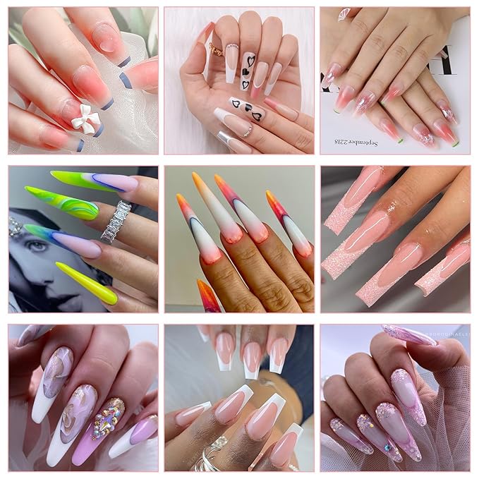 Nail Forms 300PCS, Acrylic Nail Forms for Nail Extension Tips, Long Forms for Acrylic Nails, Thick Professional Nail Art Tips Extension Forms Manicure Tool DIY Home Salon Supplies