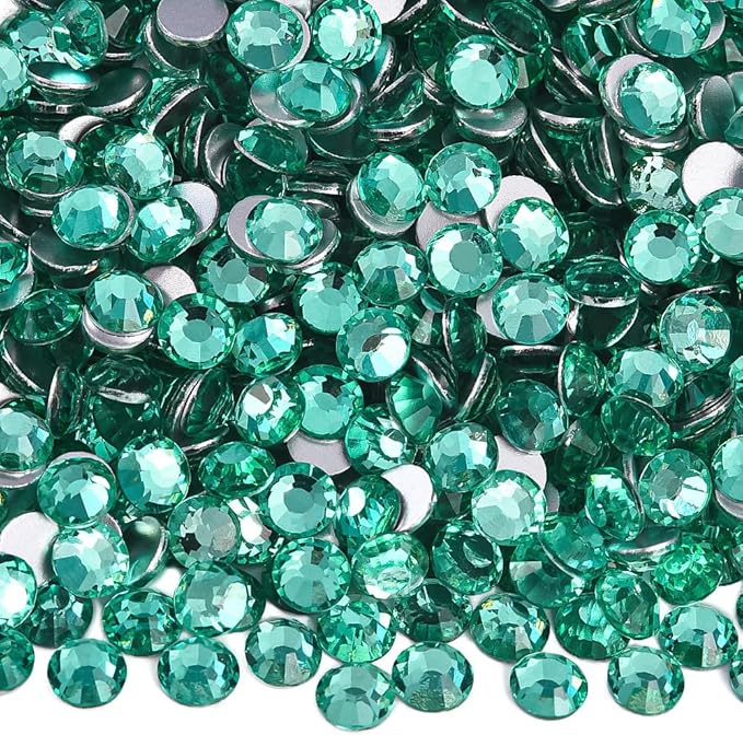 Blinginbox 288 Pieces SS30/6.4-6.6mm Flat Back Crystal Rhinestones Round Gems for Nail Art,Mint