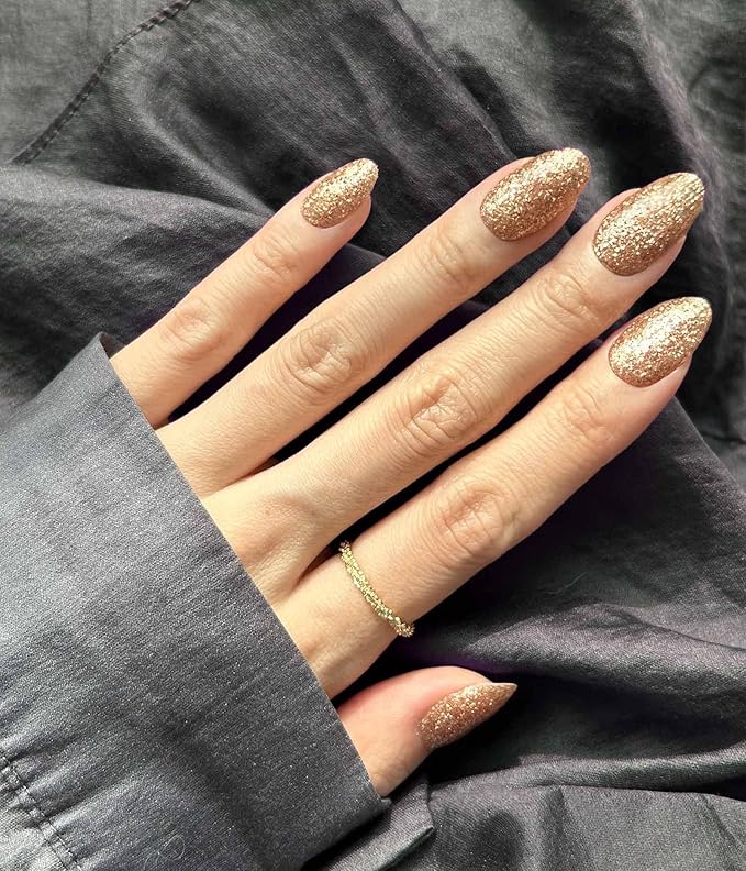 Nail Polish Strips (No UV Lamp Needed) - 22 Pcs Salon Quality Gel Nail Stickers - Long Lasting Wraps (Disco Ball Gold)