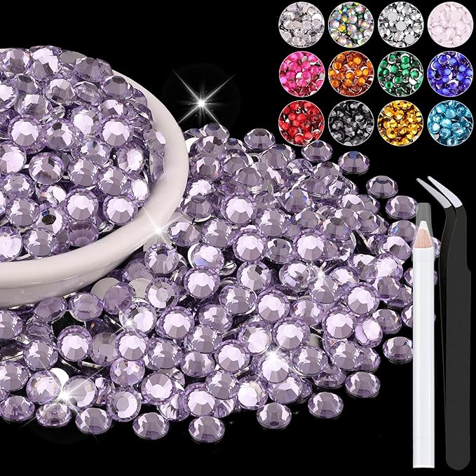 1500PCS 6mm Resin Rhinestones in Bulk (Light Purple), Bedazzling Flatback Crystals Rhinestones for Crafting DIY Nail Decoration, Gems Diomand Charms for Tumbler Shoes Clothing Fabric
