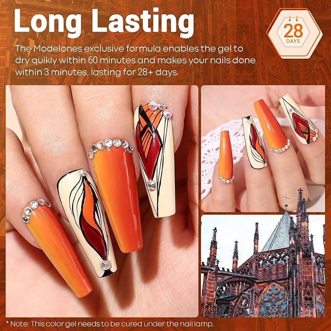 Modelones Gel Nail Polish Set, 12 Colors Christmas Winter Nude Brown Gel Polish Yellow Pumpkin Orange Sage Green Blue Wine Dark Red Nail Gel Polish Set Soak OFF LED Nail Art Gel Nail Gift Salon DIY