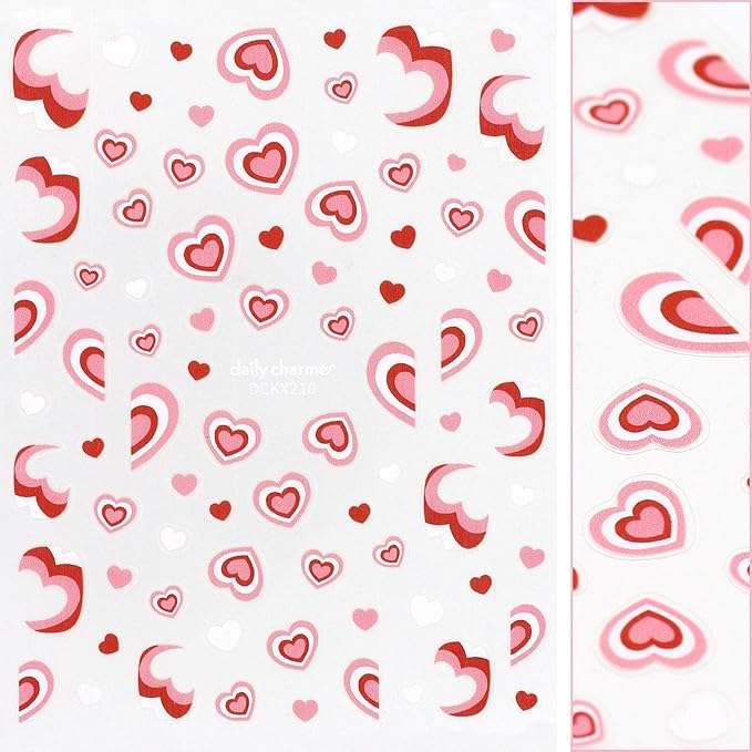 Daily Charme Self-Adhesive Nail Sticker Bundle Cupid Nail Art Stickers Decals Rose Flowers Love Heart Cupid Nail Art Design Stickers Valentine's Day Nail Decorations for Women DIY Manicure