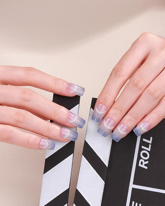 Semi Cured Gel Nail Strips - 20pcs Glaze Gel Stickers, Salon Quality DIY Wraps, Easy to Apply, UV Light Required