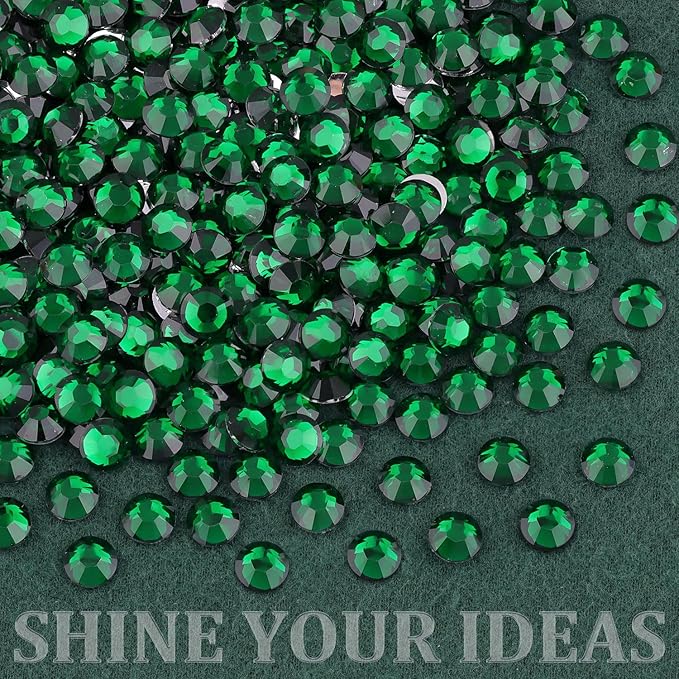 Resin Rhinestones for Crafting with B7000 Jewelry Glue, 1 Box Dark Green Flatback Crystals with 3Pcs 10ml Glue for Bedazzling Crafts DIY Nail Art Makeup，Non Hotfix Gems for Clothing Shoes