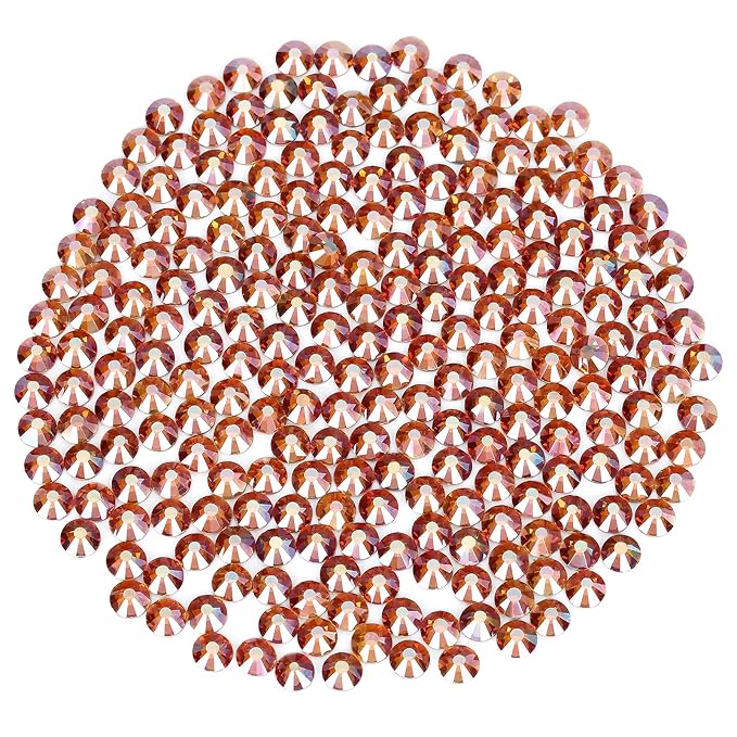 Novani Rhinestones 3000Pcs Flatback Crystal Round Loose Gemstones Glass Rhinestones for Crafts Makeup Nail Art Clothes Shoes DIY Decorations(SS6, 1.9-2.0mm,Amber)