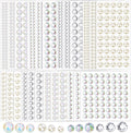 3000Pcs Self Adhesive Pearls and Rhinestones Stickers, Stick on Rhinestone Hair Pearl Diamond Stickers Self Adhesive Face Gems Hair Gems for Face Makeup Nail Art Cell Phone DIY Crafts