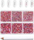 Beadsland 7200pcs Flatback Rhinestones,Orange AB Rhinestone Nail Gems Round Crystal Rhinestones for Crafts,Mixed 6 Sizes with Wax Pencil Kit, SS3-SS10,Hyacinth AB