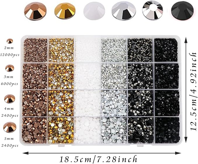 22800Pcs Multi Size Flatback Rhinestones,YAEISM Shiny Resin Jelly Flatback Bulk 6 Colors AB Rainbow Rhinestones Diamond Jewelry Decoration Design for DIY Crafts Clothes Shoes