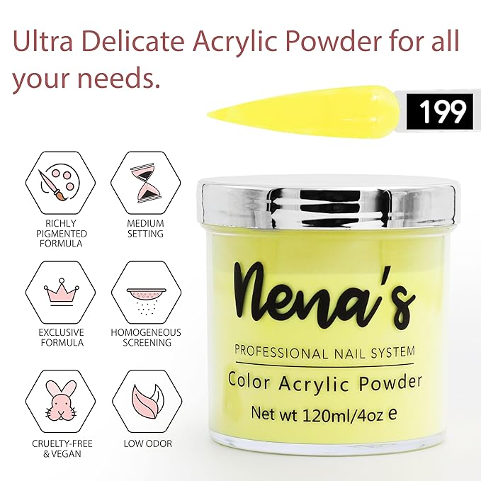 Nena's Superior Sculpting Powder Professional Acrylic Nail System wide color palette 4.0 oz (199)