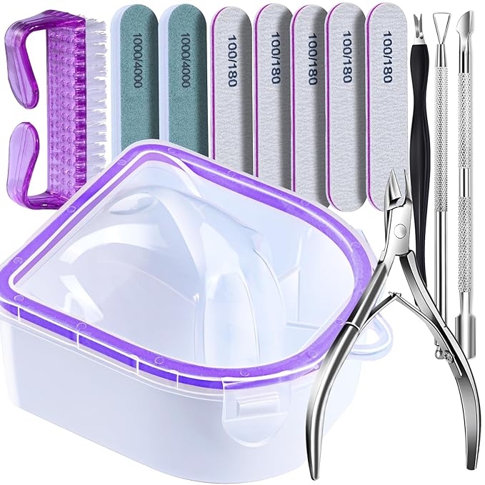 FANDAMEI Nail Soaking Bowl, Nail Soak Off Bowl, Dip Powder Remover Tools, Nail Remover Bowl, Manicure Bowls Nail Soaking, Cuticle Kit