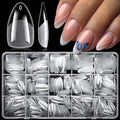 LoveOurHome 360pc Medium Almond Nail Tips Clear Fake Nails Medium Almond Gel Nail Tips Full Cover Acrylic Nails Clear Press on Nails Short False Nail 15 Sizes Fingernails for Gel Nail Extension