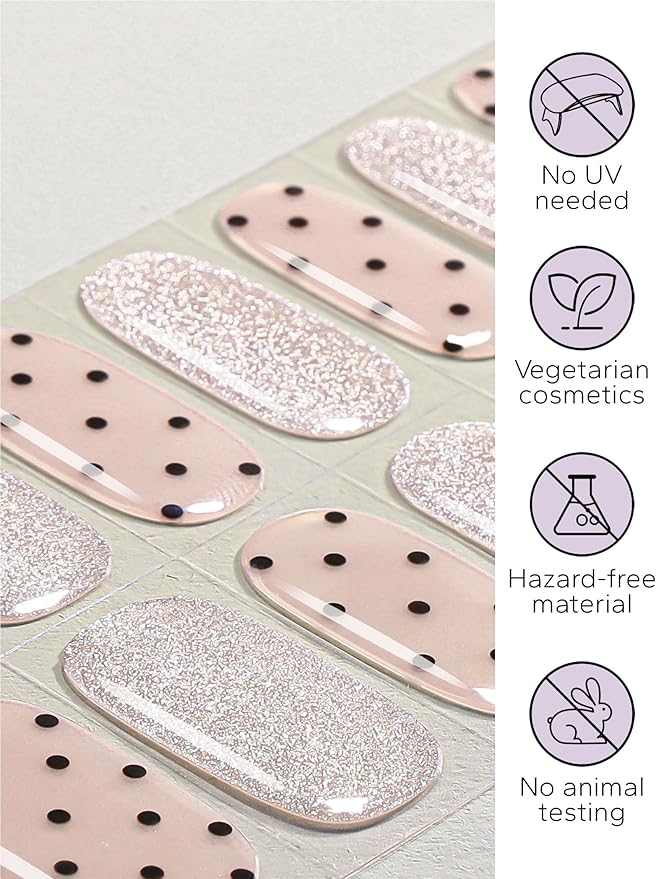 Nail Polish Strips – 32PCS UV Free Salon Quality Wraps, Long Lasting Gel Nail Stickers for Women (Pink Pulse)