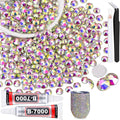 2000PCS SS20/5mm Crystal Rhinestones (Crystal AB) with 2Pcs 10ml B7000 Jewelry Glue, Bedazzling Flatback Glass Rhinestones for Crafting, Gems Diomand Charms for Tumbler Shoes Clothing Mugs Nail Art