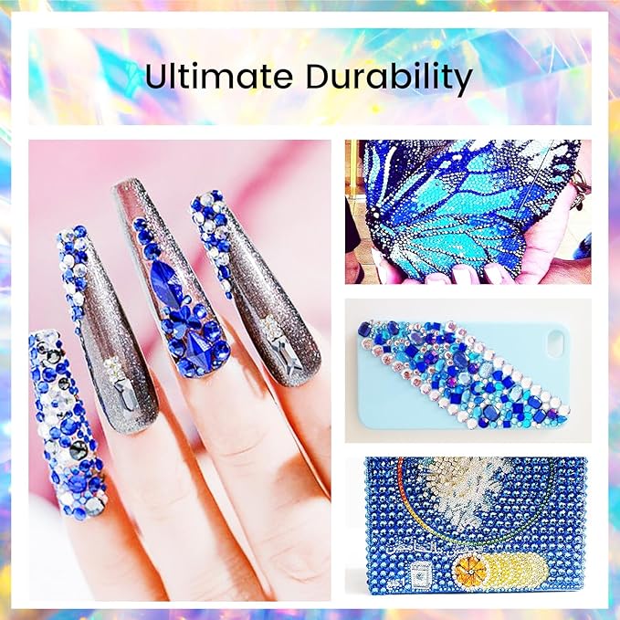 Novani Royal Blue Rhinestones 1440pcs SS20 Glass Rhinestones Crystal Flatback Gemstones for Crafts Nails Makeup Bags and Shoes Decoration（SS20, Sapphire）