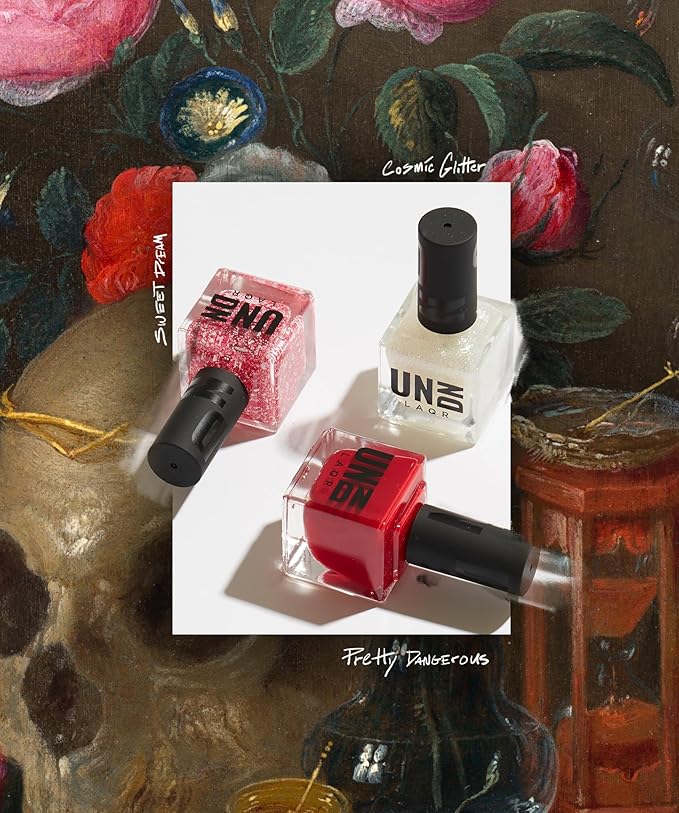 UN/DN Vegan Nail Polish - Cosmic Glitter - Clear Glitter Nail Polish - Fingernail Polish for Women and Men - Long Lasting, Cruelty Free - 0.5 oz