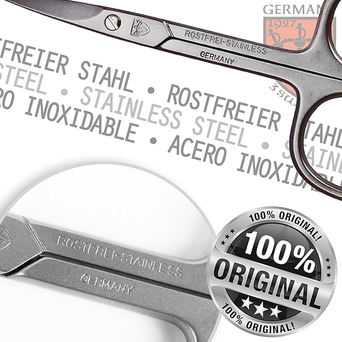 3 Swords Germany - brand quality STAINLESS STEEL CURVED CUTICLE SCISSORS (1 PIECE) with round tips for DIABETICS - manicure pedicure - nail care by 3 Swords - Made in Germany