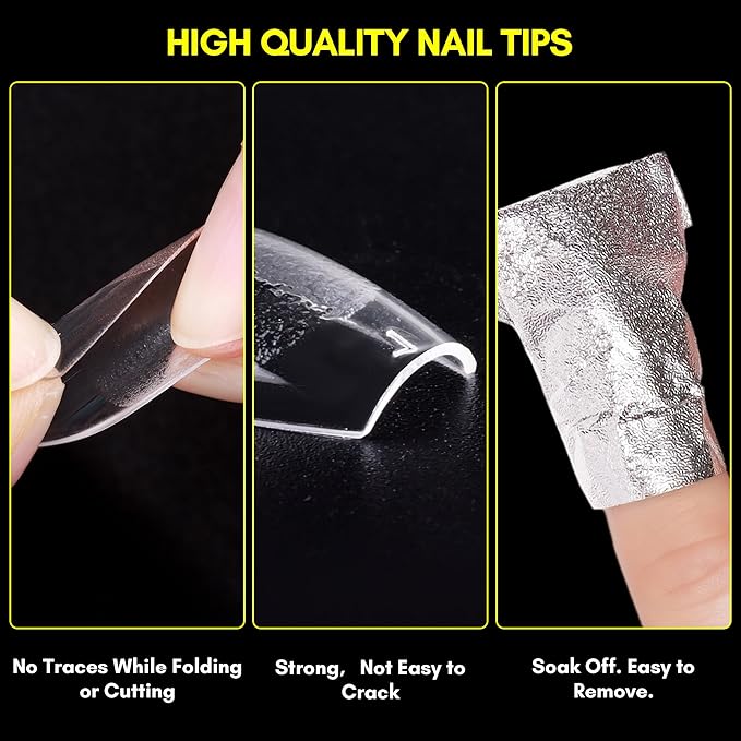 Makartt Extra Short Coffin Fake Nail Tips: 120pcs Full Cover Pre-shape Half Matte Clear Soft Gel Nail Tips French Press on Acrylic False Extension, 12 Sizes Salon Home DIY