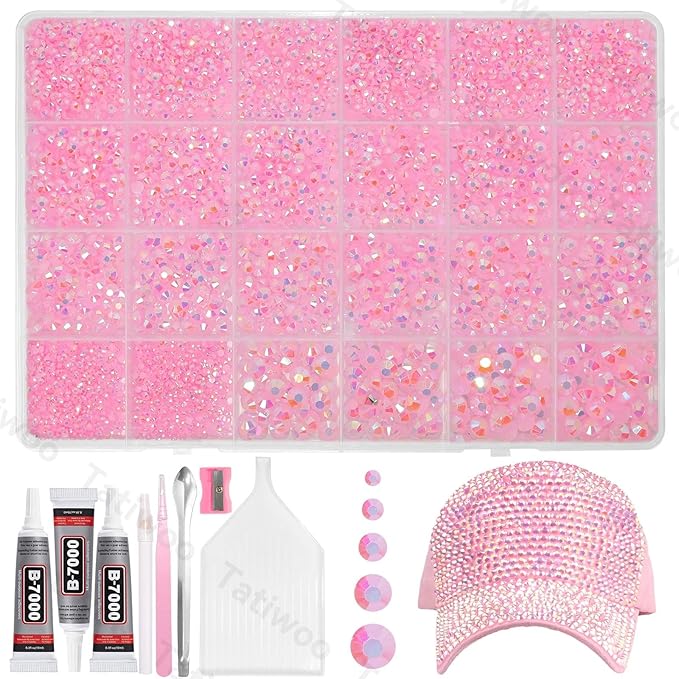20000Pcs Light Pink AB Flatback Jelly Resin Rhinestones for Bedazzling, Mix Sizes Crystal Rhinestones Gems, Pink Gems Bedazzling for Crafting, Flatback Rhinestone for DIY Face Makeup Crafts Tumblers
