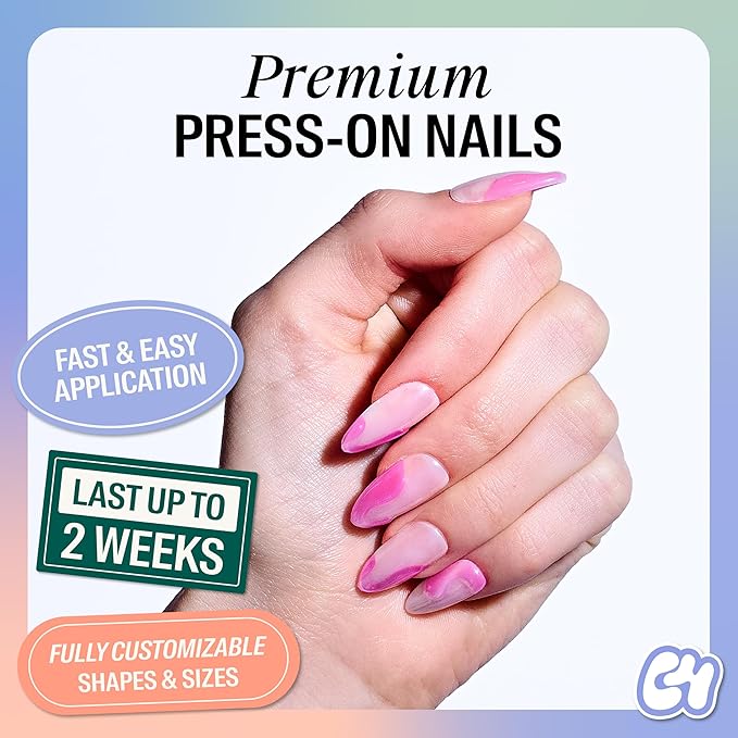Chillhouse - Chill Tips, Press on Nails Kit - Prima Ballerina (Almond) - 30 Nail Shapes & Sizes - Up to 2 Weeks of Wear - Customizable Fit - Reusable -Latina Founded & Women Owned -Beauty & Self Care