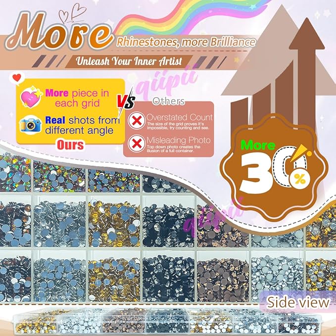 28 Types Golden Silver Copper Jelly Resin Rhinestones for Bedazzling Crafting 3mm-6mm Flatback Colorful Metallic Stones Gems Diamonds for Nails Face Eyes Makeup Crafts Tumblers Bottles Clothes