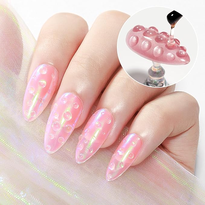 MIZHSE Water Droplet Gel Nail Polish, Clear 3D Gel Nail Art Rain Drop Effect for Nail Rhinestone Design Drawing Painting Molding Soak Off Manicure DIY Home