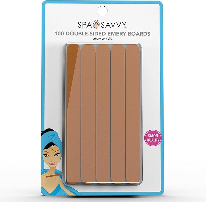 Nail File Set, 100 Count, Double Sided 4.5 Inch Emery Boards for Regular, Gel, and Acrylic Nails, Pedicure and Manicure Tools