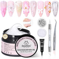 Beetles 3D Gel Nail Art-Snowy Cone 5 in 1 Non-Sticky Hand Extension with Rhinestones & Pearls & Glue Double-Head Pen for Women DIY Salon,White Solid Builder Nail Gel, UV&LED Lamp Cured Needed